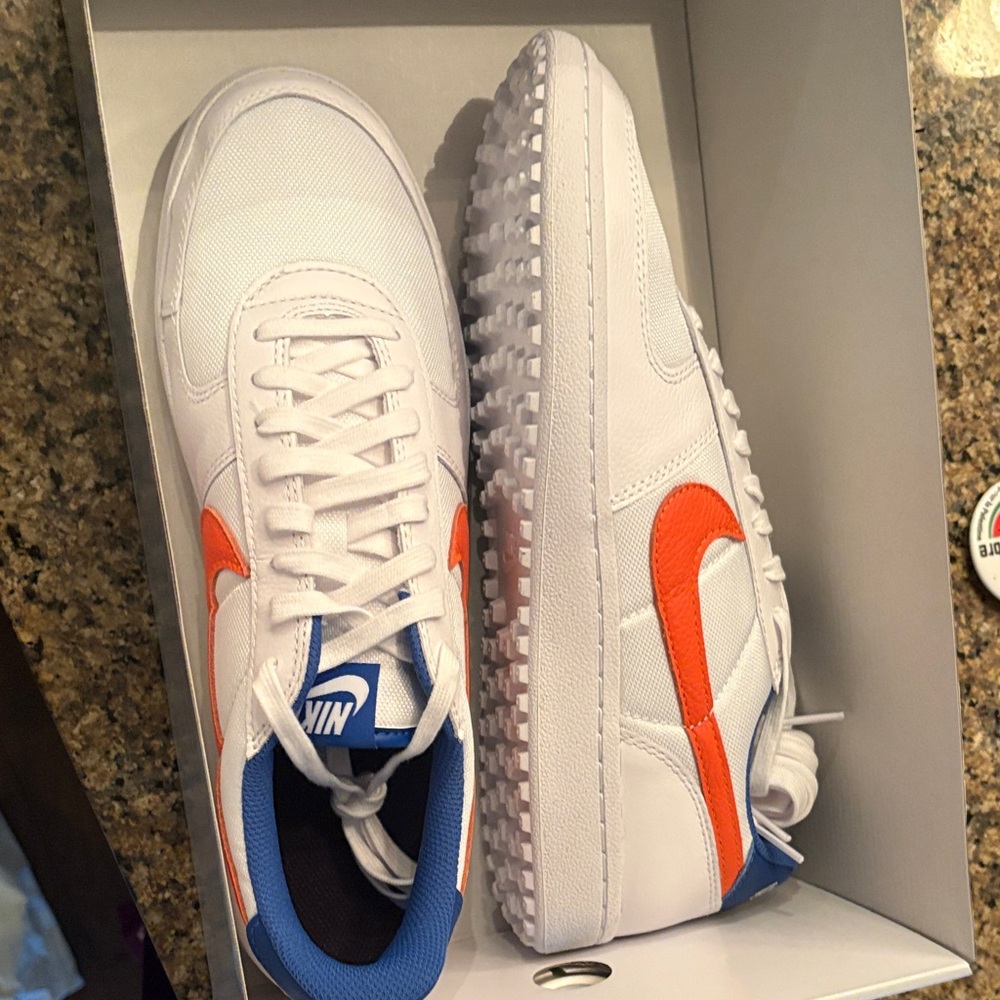 Nike Kids Sneakers White with Orange Swoosh